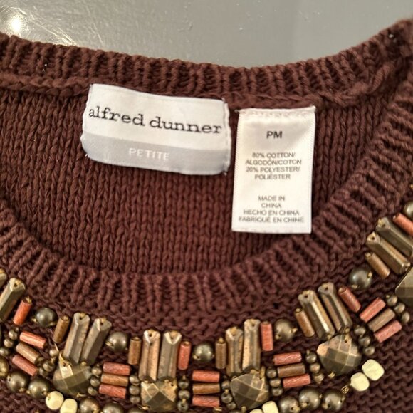ALFRED DUNNER BROWN SLEEVELESS KNITTED TOP SIZE PM - Picture 2 of 6